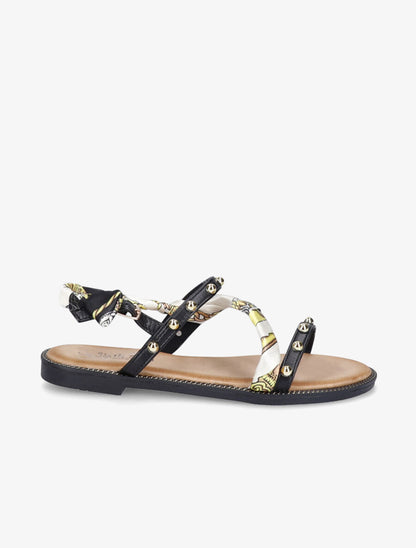 Nu-pieds à clous et foulard - Noir - 3