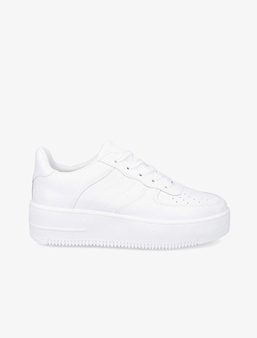 Baskets uni en simili - Blanc - 5