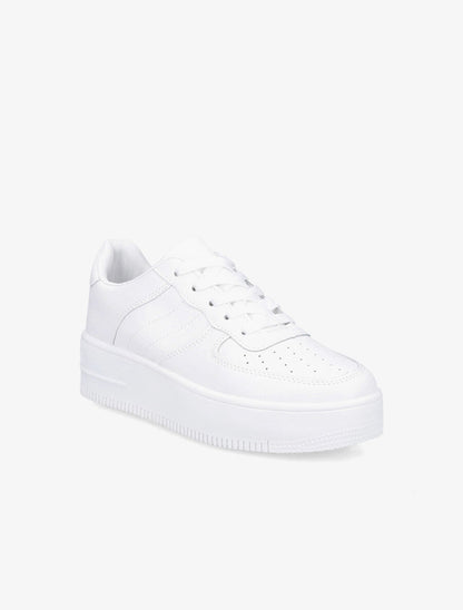 Baskets uni en simili - Blanc - 2