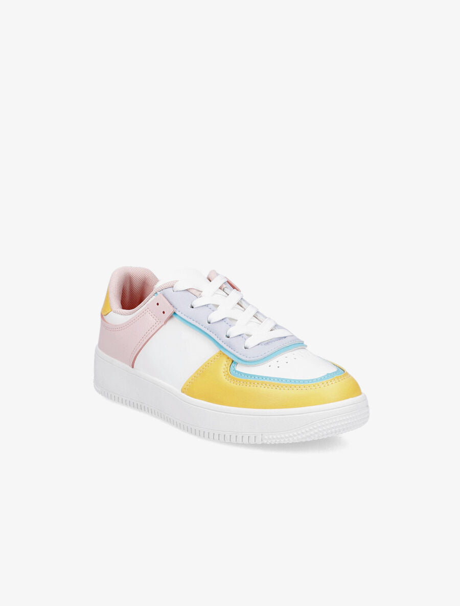 Sneakers en simili à bouts rond perforés - Jaune - 2