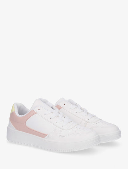 Sneakers à blocs colorés - Blanc/rose - 4