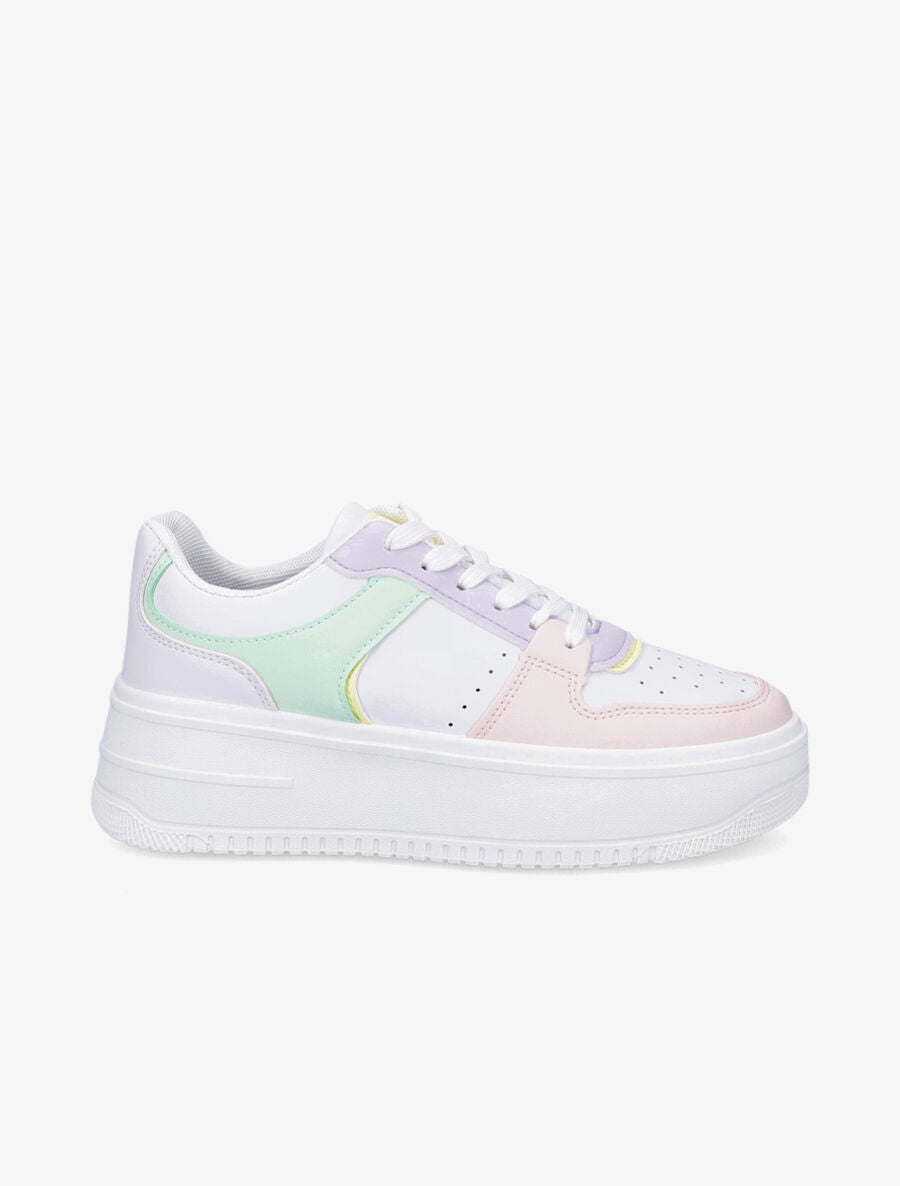 Sneakers en simili à plateforme - Rose - 5