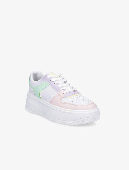 Sneakers en simili à plateforme - Rose - 2