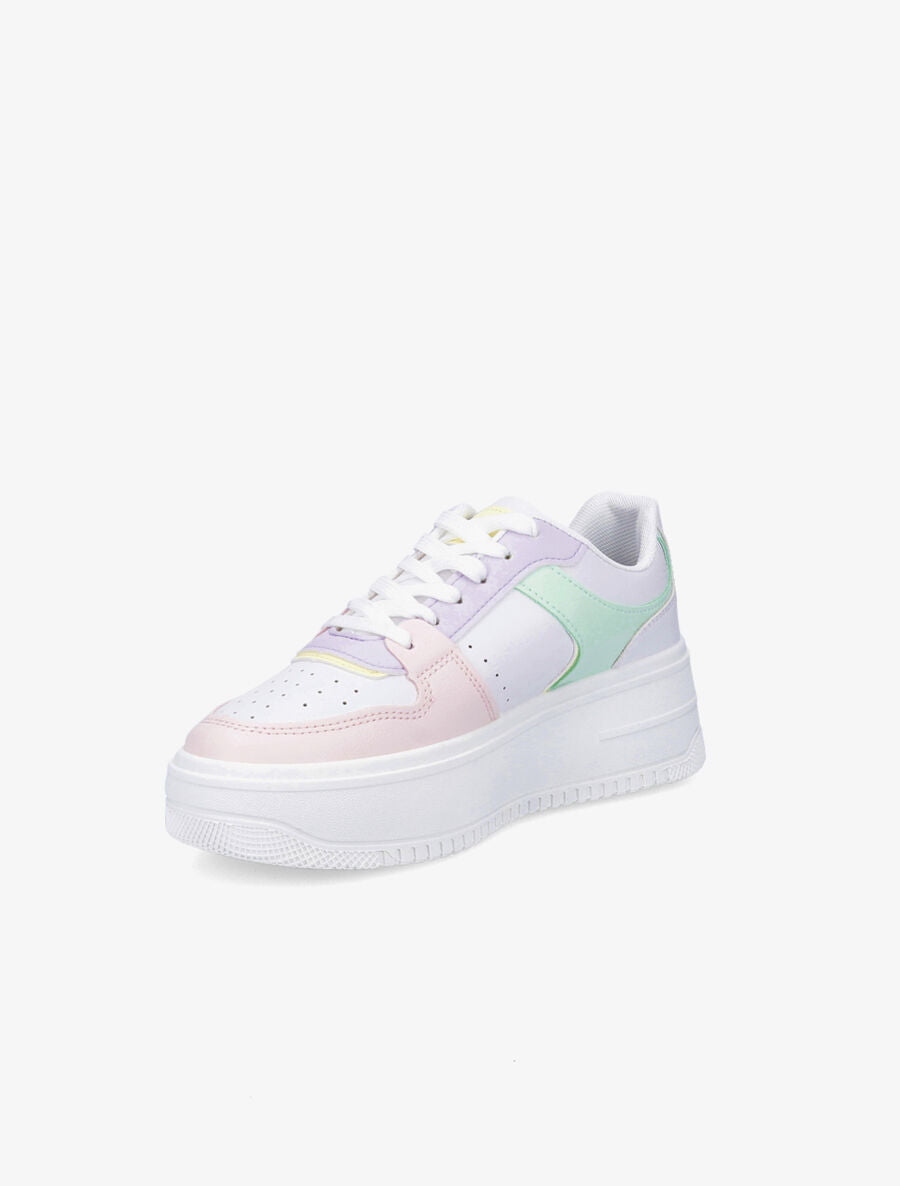 Sneakers en simili à plateforme - Rose - 3