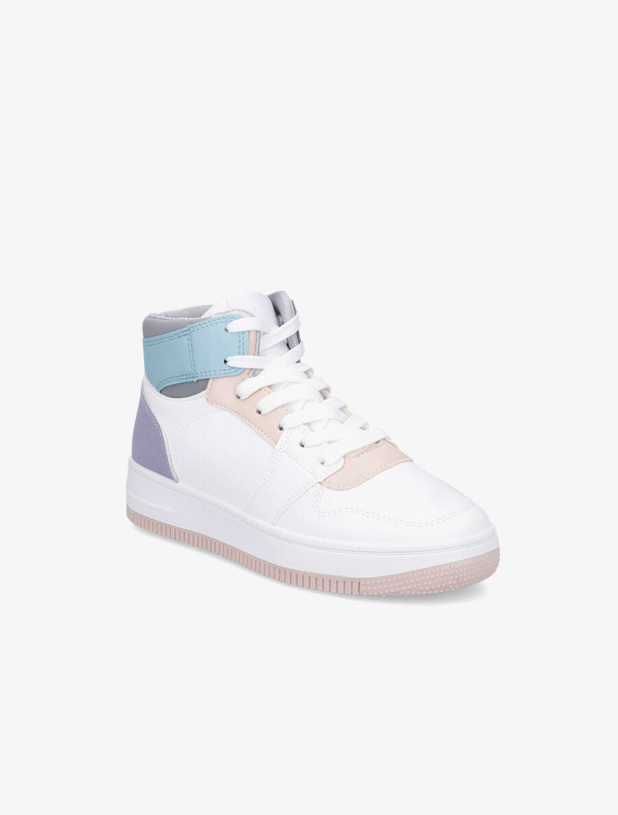Sneakers montantes en simili effet grainé - Bleu - 2