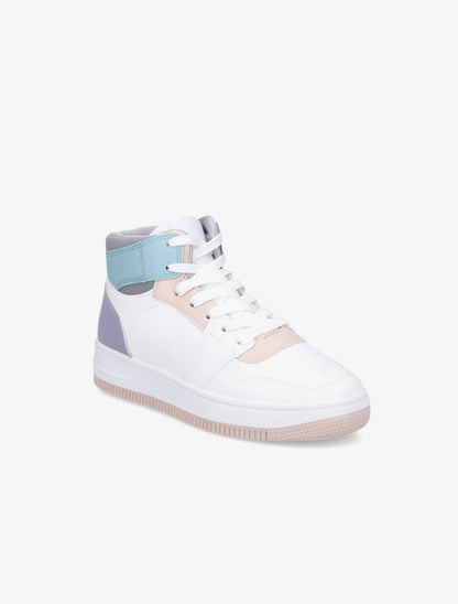 Sneakers montantes en simili effet grainé - Bleu - 2