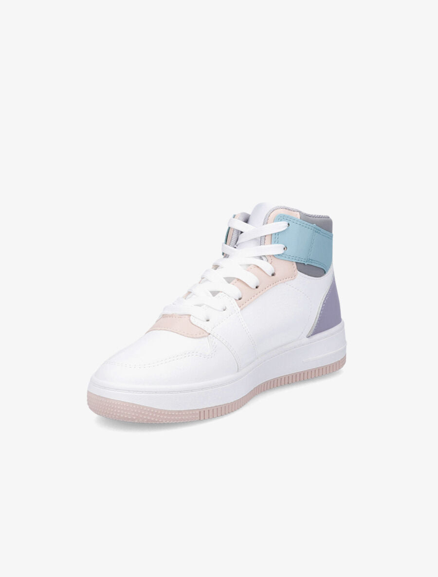 Sneakers montantes en simili effet grainé - Bleu - 3