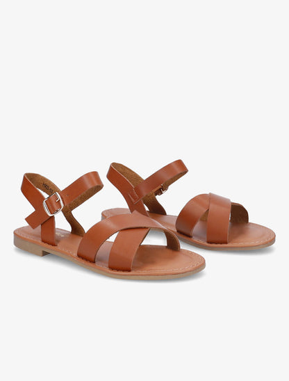 Nu-pieds à brides croisées - Camel - 4