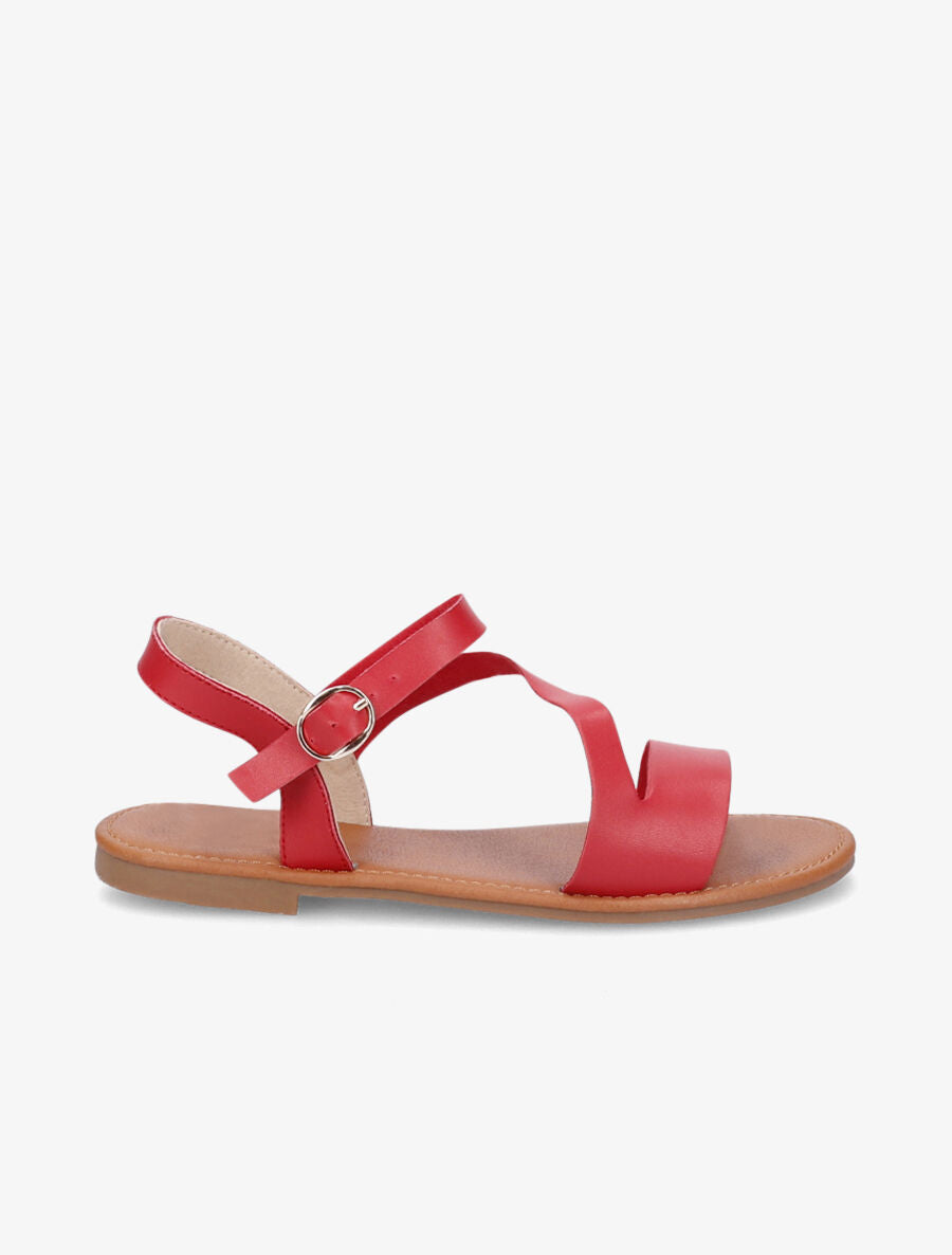 Nu-pieds à lanières asymétriques - Rouge - 3