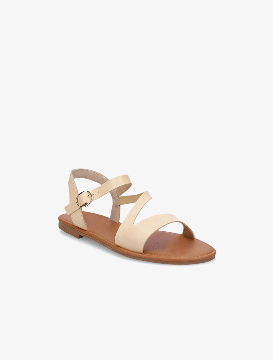 Nu-pieds à lanières asymétriques - Beige - 6