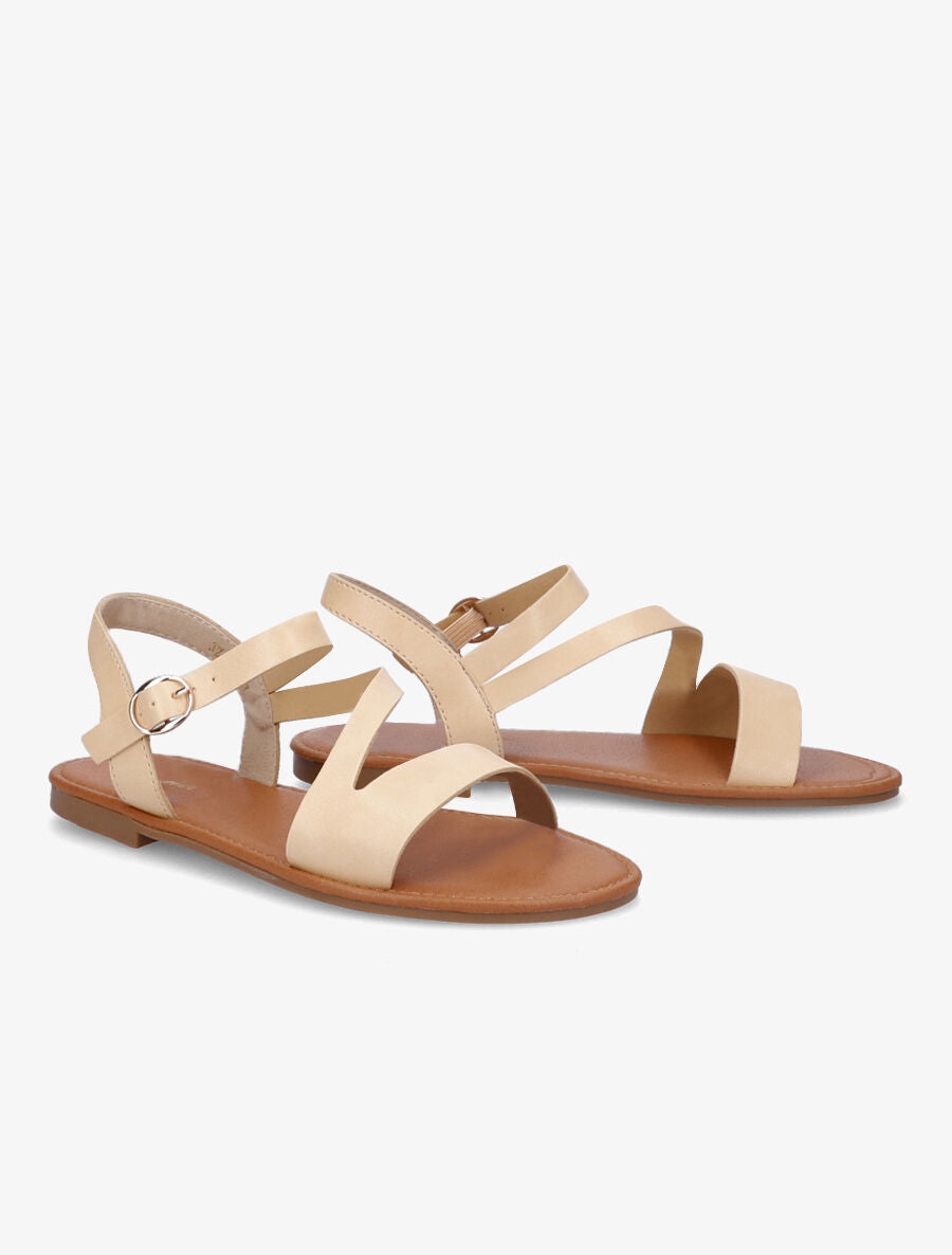 Nu-pieds à lanières asymétriques - Beige - 5