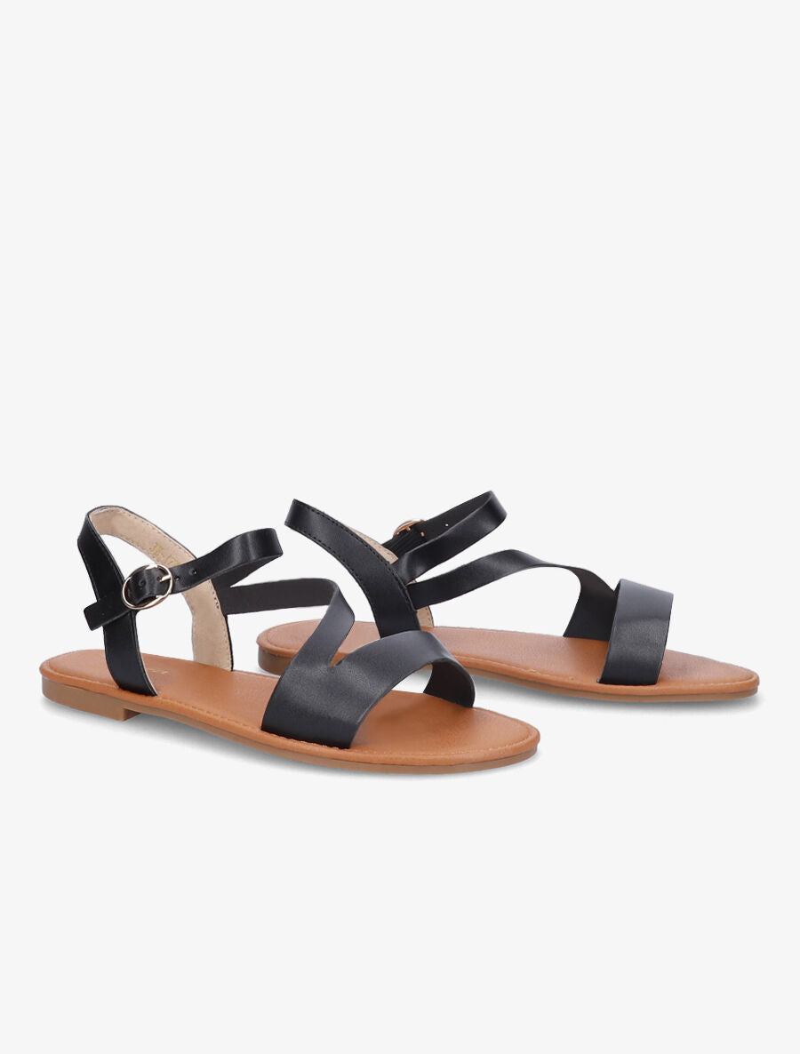 Nu-pieds à lanières asymétriques - Noir - 5