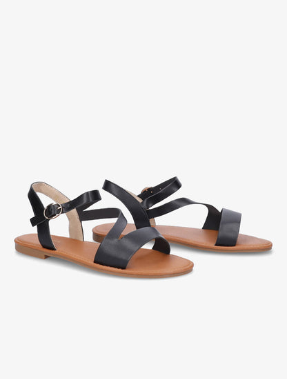 Nu-pieds à lanières asymétriques - Noir - 5