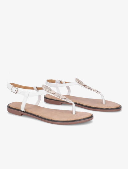 Nu-pieds à médailles métalliques - Blanc - 4