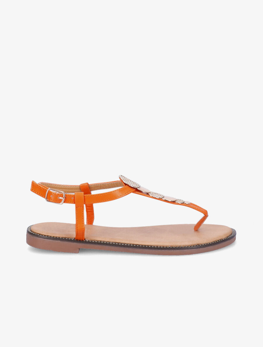 Nu-pieds à médailles métalliques - Orange - 2