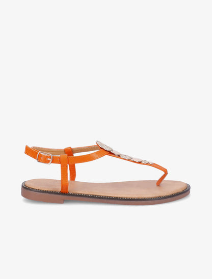 Nu-pieds à médailles métalliques - Orange - 2