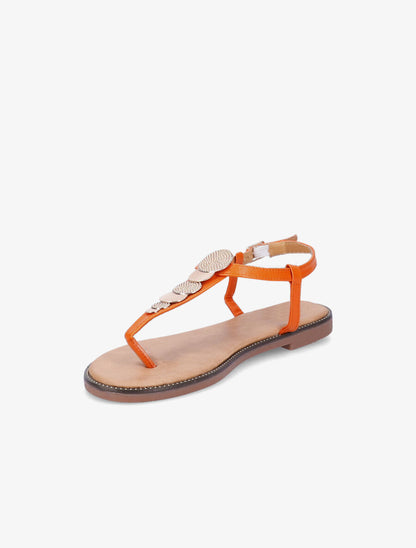 Nu-pieds à médailles métalliques - Orange - 3