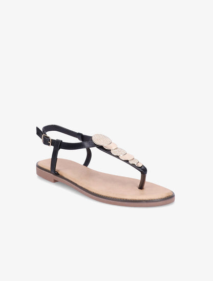 Nu-pieds à médailles métalliques - Noir - 3