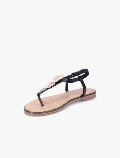 Nu-pieds à médailles métalliques - Noir - 4