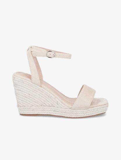 Sandales classiques compensées en suédine - Beige - 5