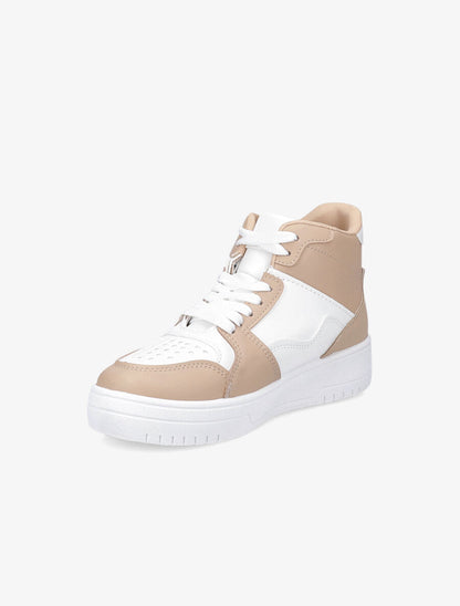 Sneakers montantes en simili - Beige - 3