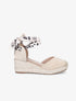 Sandales en suédine à tour de cheville en foulard - Beige - 1