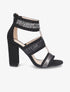 Sandales à bandes sequins et tweed - Noir - 5