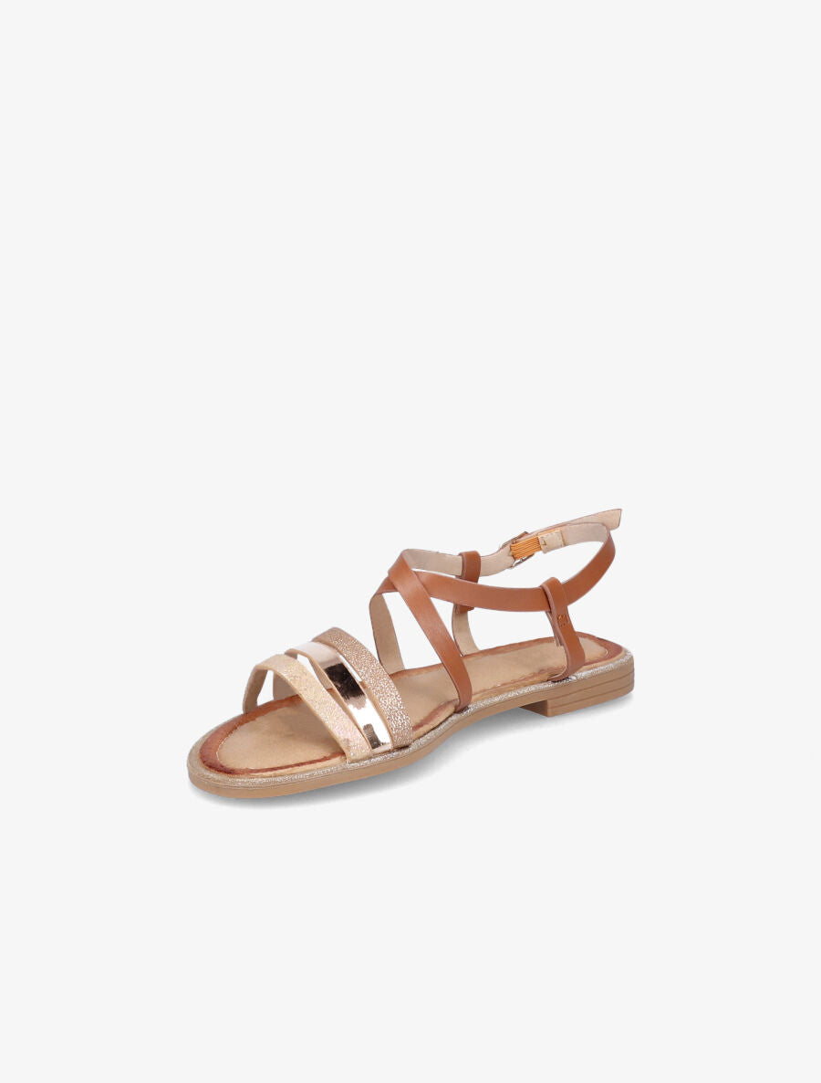 Sandales plates irisées - Camel - 2