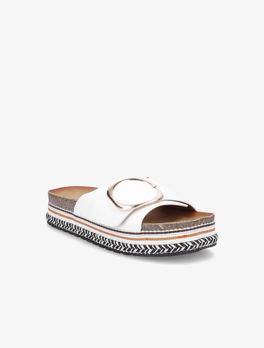 Claquettes à boucle et semelle plateforme - Blanc - 2