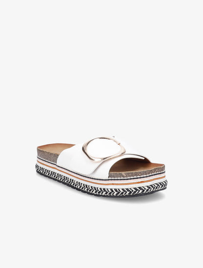 Claquettes à boucle et semelle plateforme - Blanc - 2