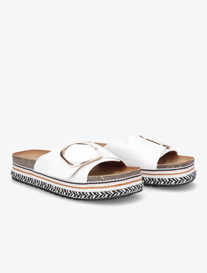 Claquettes à boucle et semelle plateforme - Blanc - 4