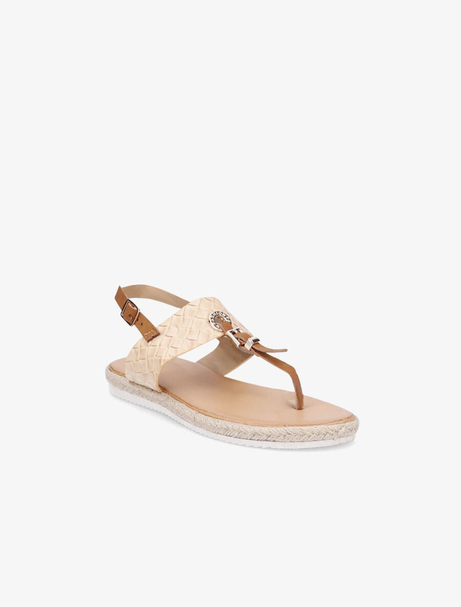 Nu-pieds tressés et semelle en raphia - Beige - 2