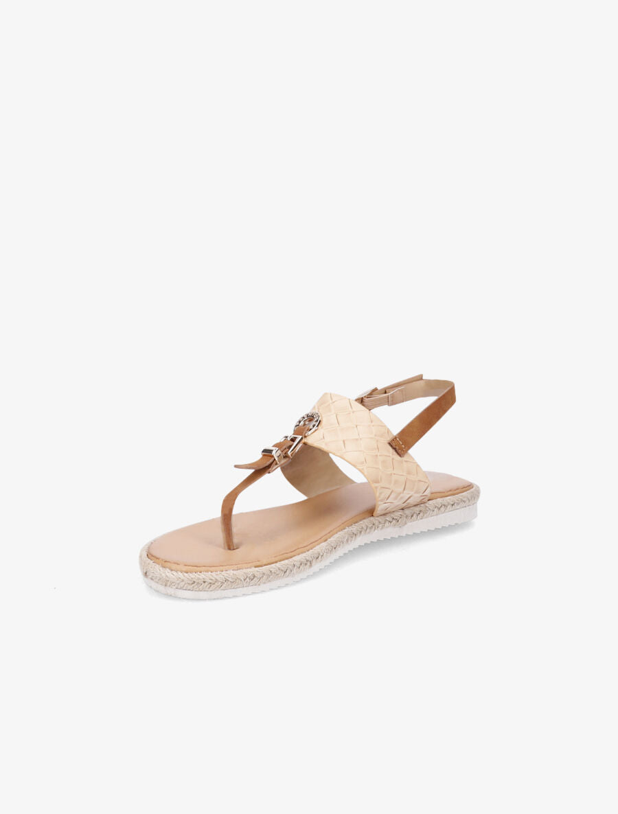 Nu-pieds tressés et semelle en raphia - Beige - 3