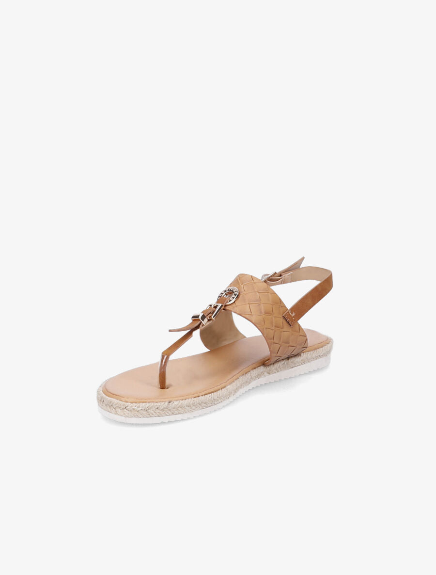 Nu-pieds tressés et semelle en raphia - Camel - 3