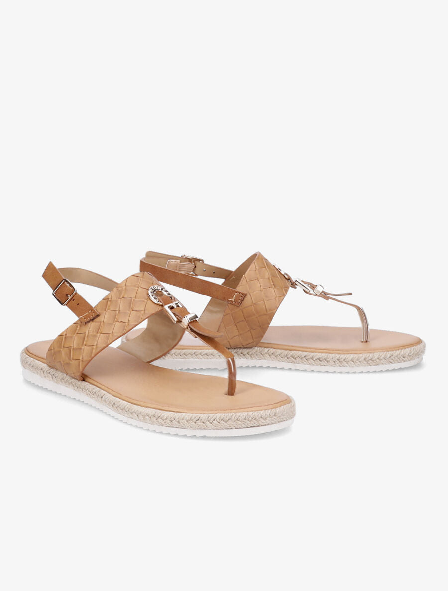 Nu-pieds tressés et semelle en raphia - Camel - 4