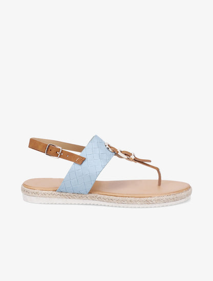 Nu-pieds tressés et semelle en raphia - Bleu - 5