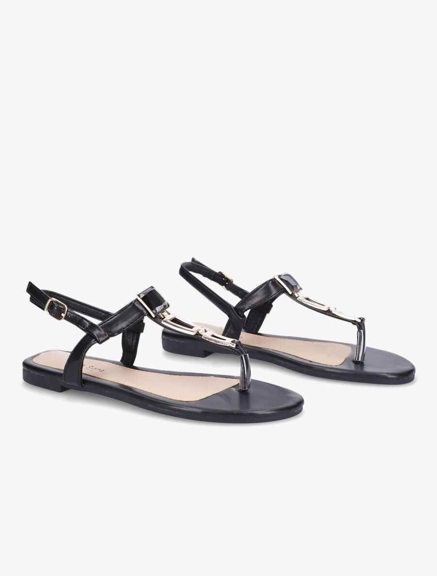 Nu-pieds en simili à bijou - Noir - 5