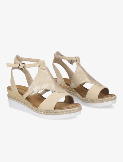 Sandales compensées à bride irisée - Or - 4