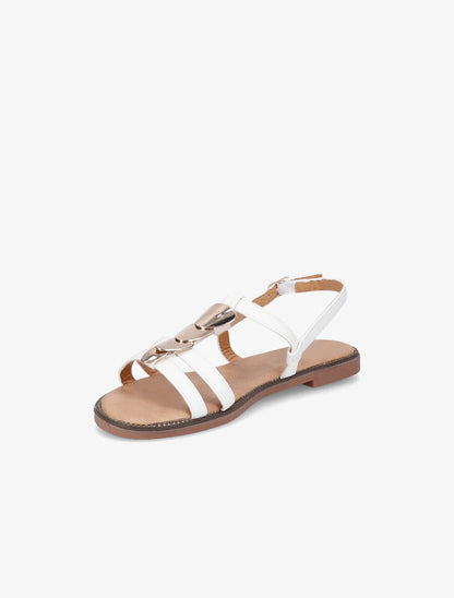Nu-pieds à détail bijou doré - Blanc - 3