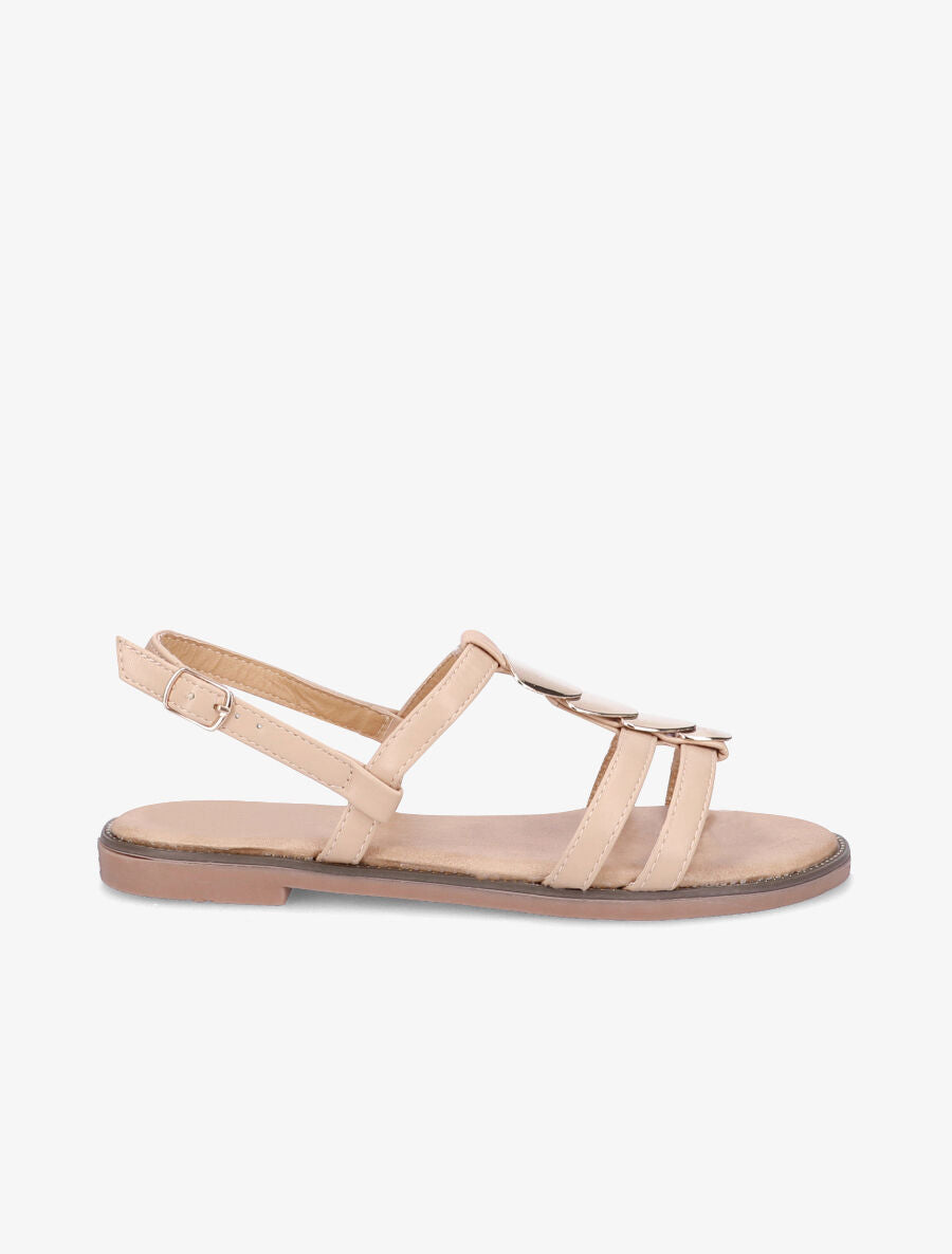 Nu-pieds à détail bijou doré - Beige - 5