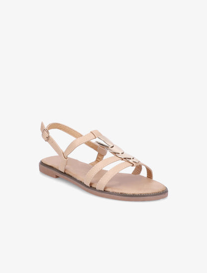 Nu-pieds à détail bijou doré - Beige - 2