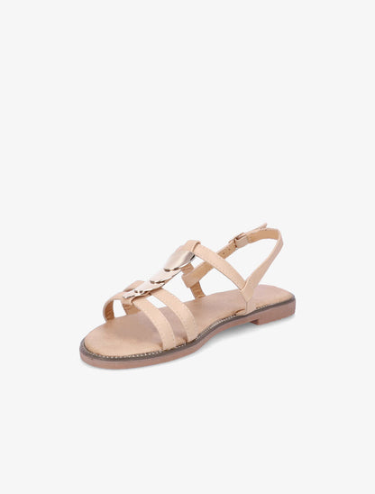 Nu-pieds à détail bijou doré - Beige - 3