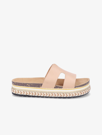 Claquettes à semelle plateforme stylisée - Beige - 1