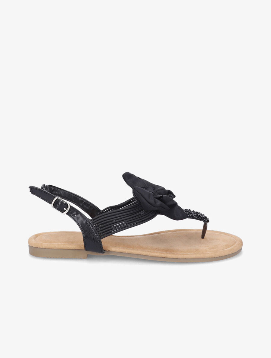 Nu-pieds à noeud et à strass - Noir - 2