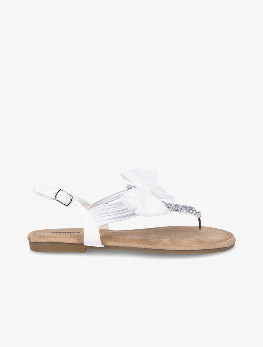 Nu-pieds à noeud et à strass - Blanc - 1