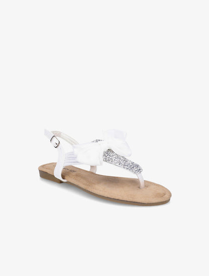 Nu-pieds à noeud et à strass - Blanc - 2