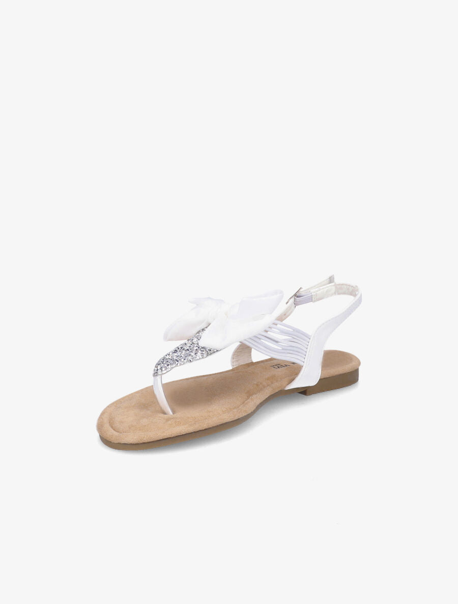 Nu-pieds à noeud et à strass - Blanc - 3