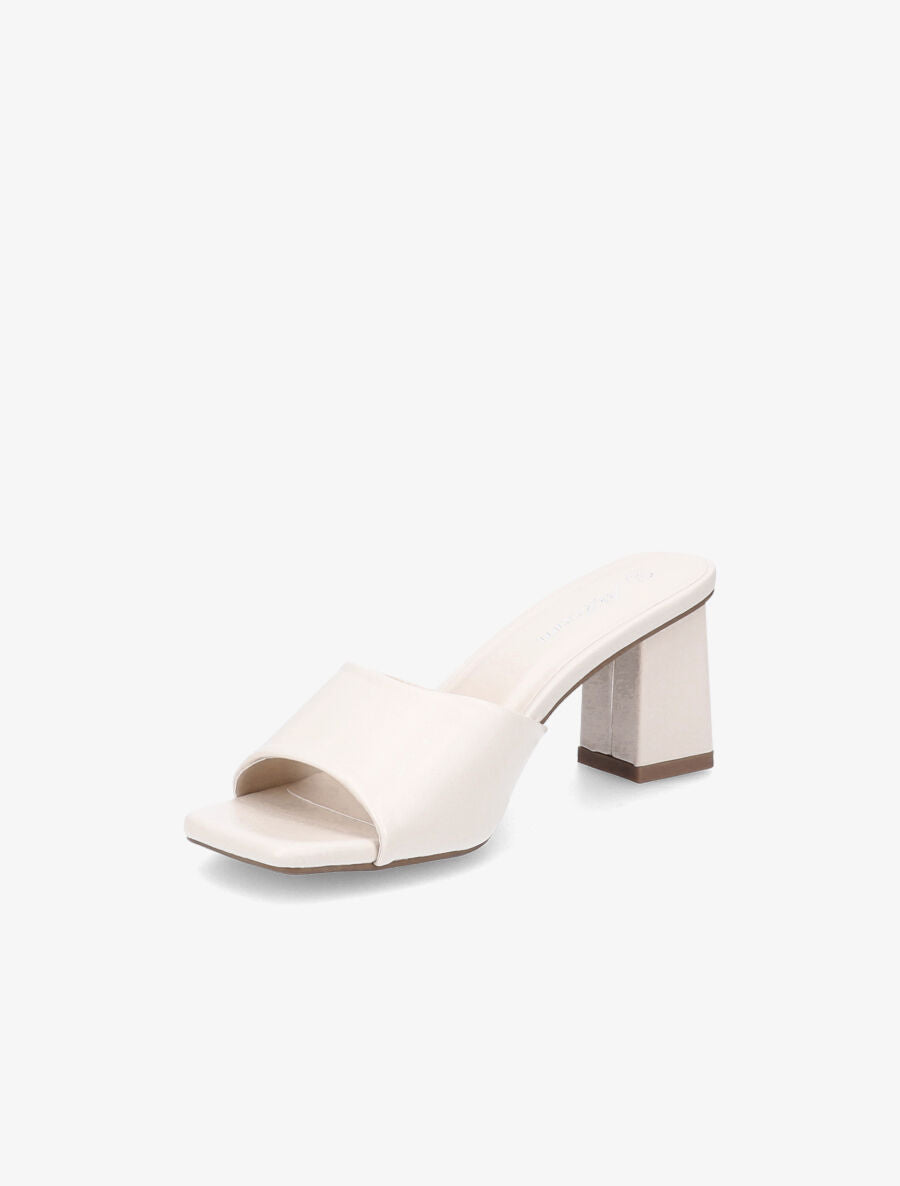 Mules en simili à bout carré - Beige - 3