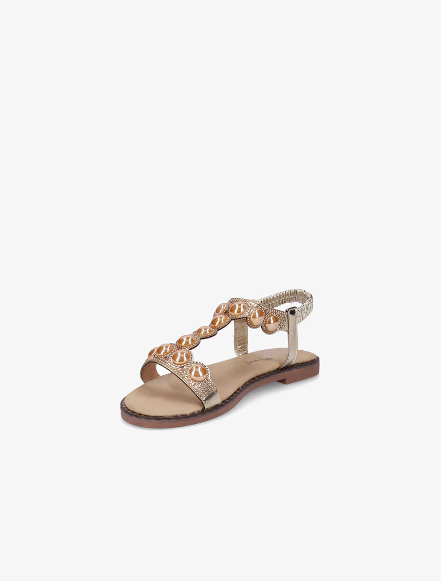 Nu-pieds à strass et perles vernies - Or - 3