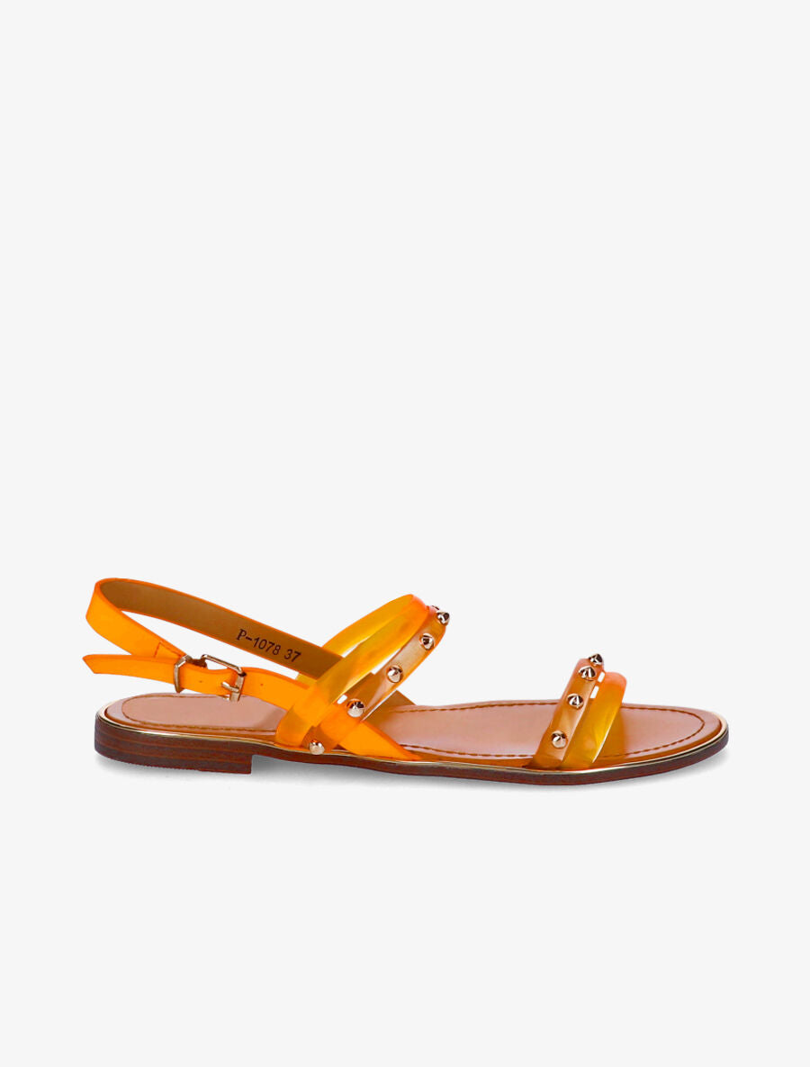 Nu-pieds transparents à clous - Orange fluo - 2